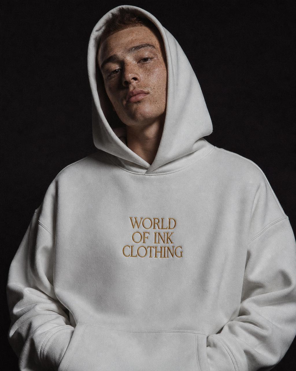 Heavy Hoodie — Gold Stitch (White)