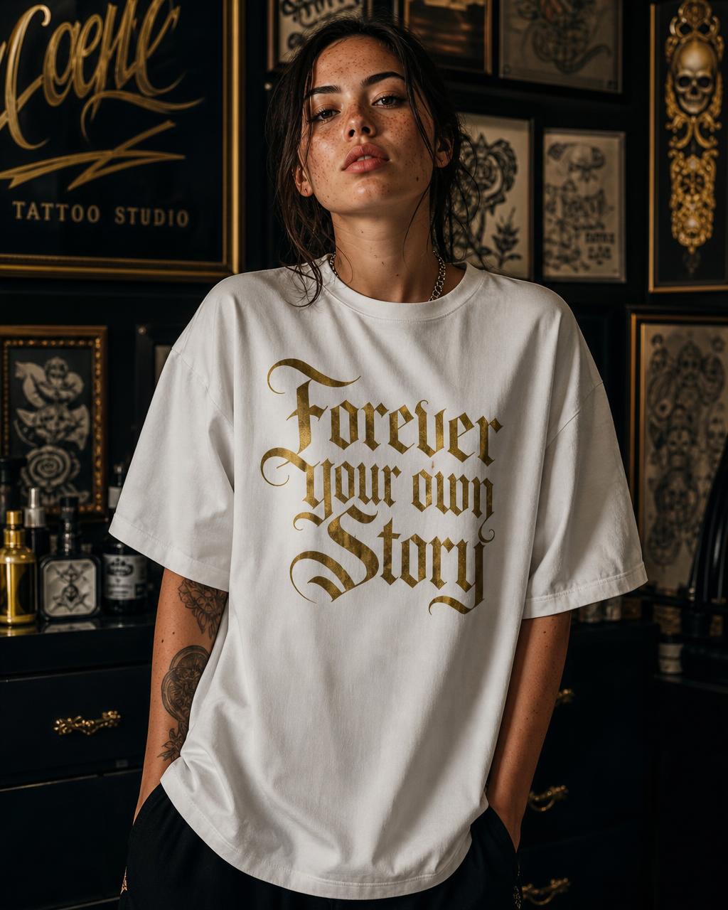 Oversized Tee — Forever your own Story (White)